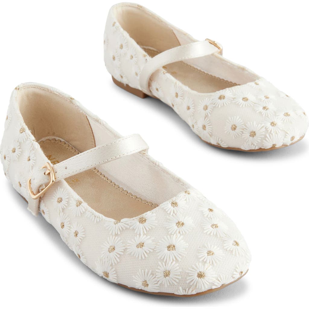 Next Kids' Embroidered Daisy Mary Jane Flat In Neutral