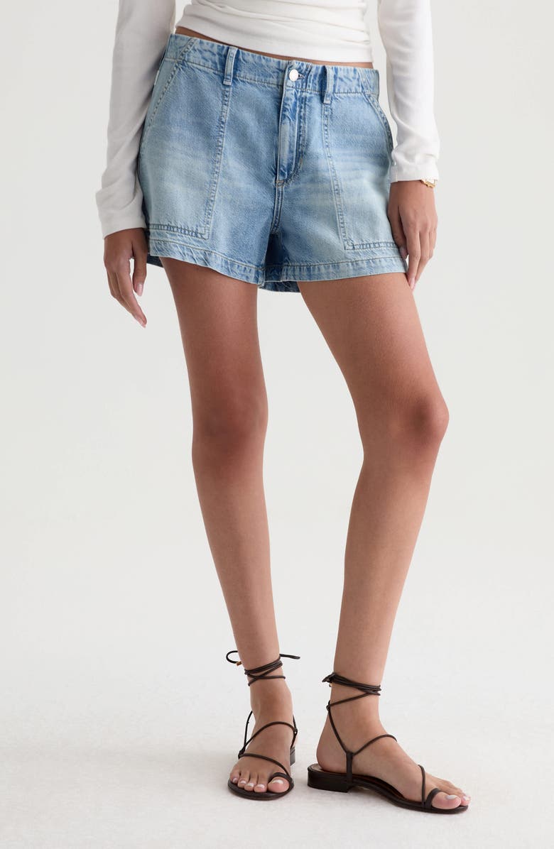 AG Analeigh High Waist Workwear Denim Shorts, Main, color, Wine Garden