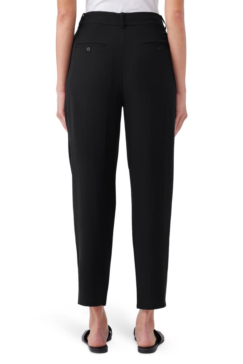 Tapered Leg Silk Crepe Ankle Pants, Alternate, color, BLACK
