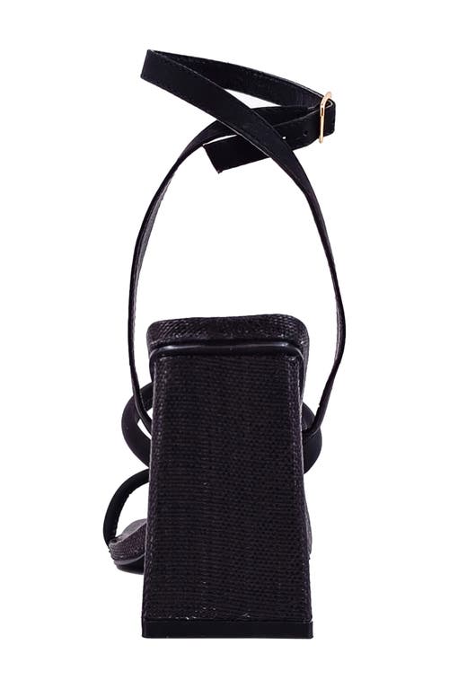 Shushop Evangeline Block Heel Sandal In Black Woven