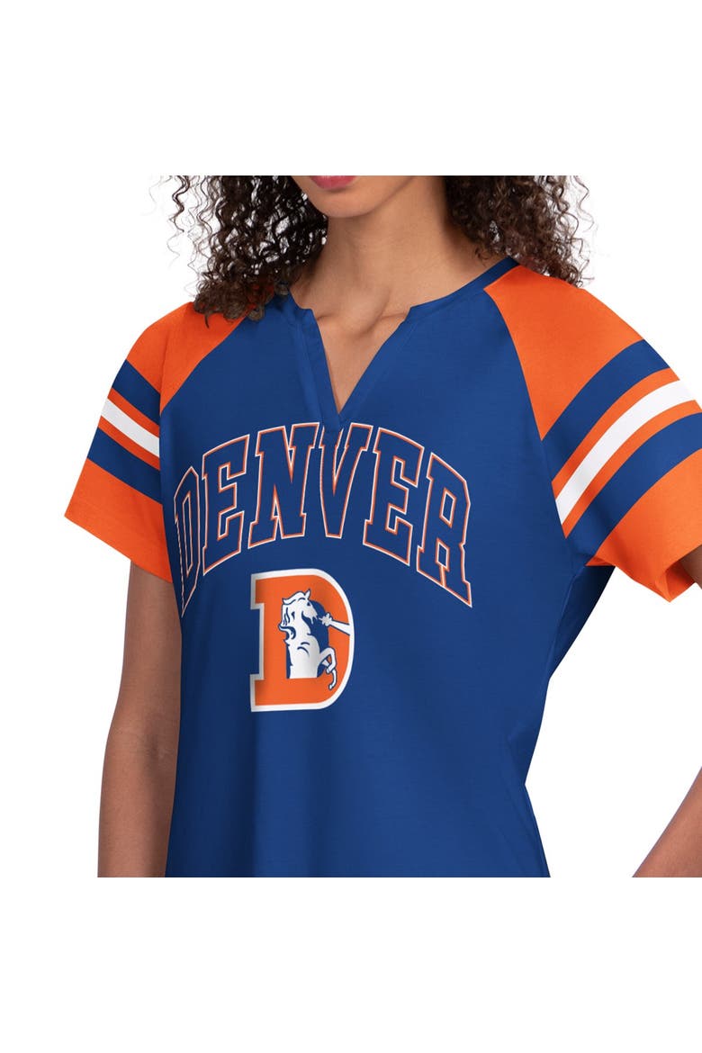 Women's Starter  Royal Denver Broncos Game On Notch Neck Raglan T-Shirt, Alternate, color, Royal
