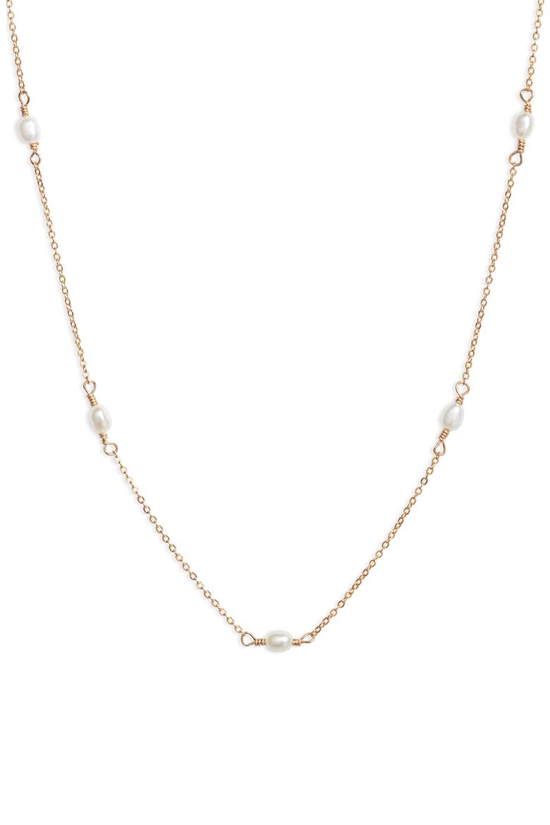 Madeline Freshwater Pearl Station Necklace, Main, color, GOLD