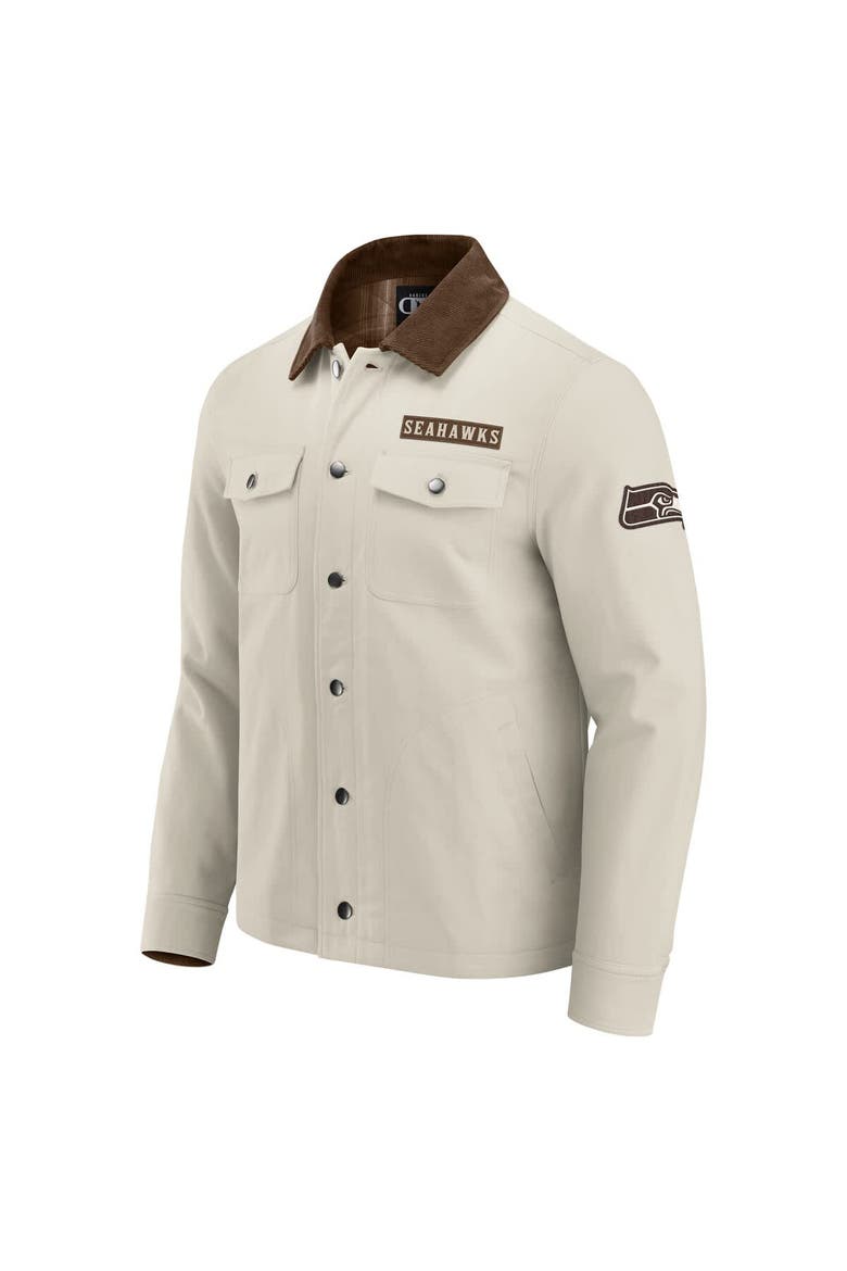 Men's NFL x Darius Rucker Collection by Fanatics Tan Seattle Seahawks Midweight Canvas Full-Button Jacket, Alternate, color, Tan