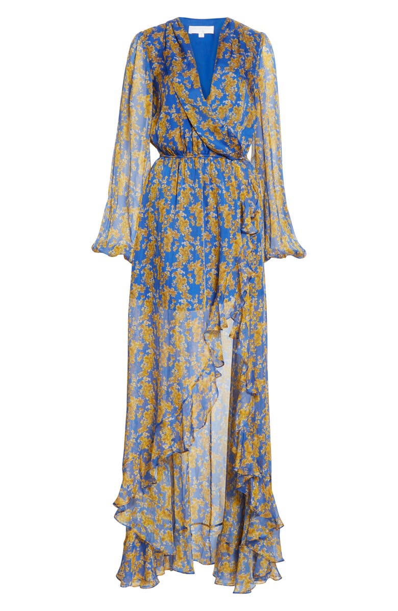 CAROLINE CONSTAS Liv Floral Print Long Sleeve High/Low Gown, Alternate, color,