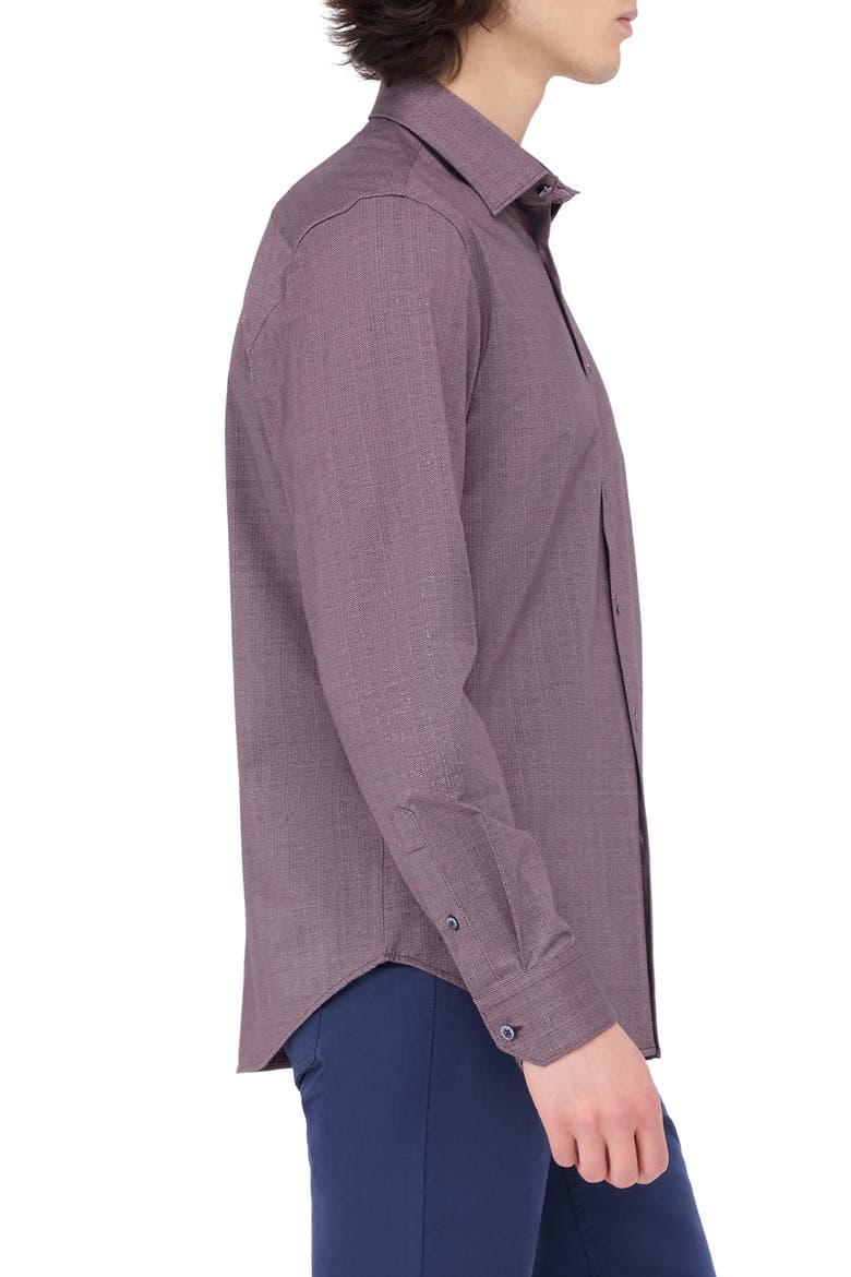 Jimmy OoohCotton® Herringbone Button-Up Shirt, Alternate, color, CABERNET