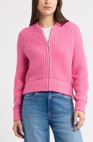 Caslon® Shaker Stitch Bomber Jacket