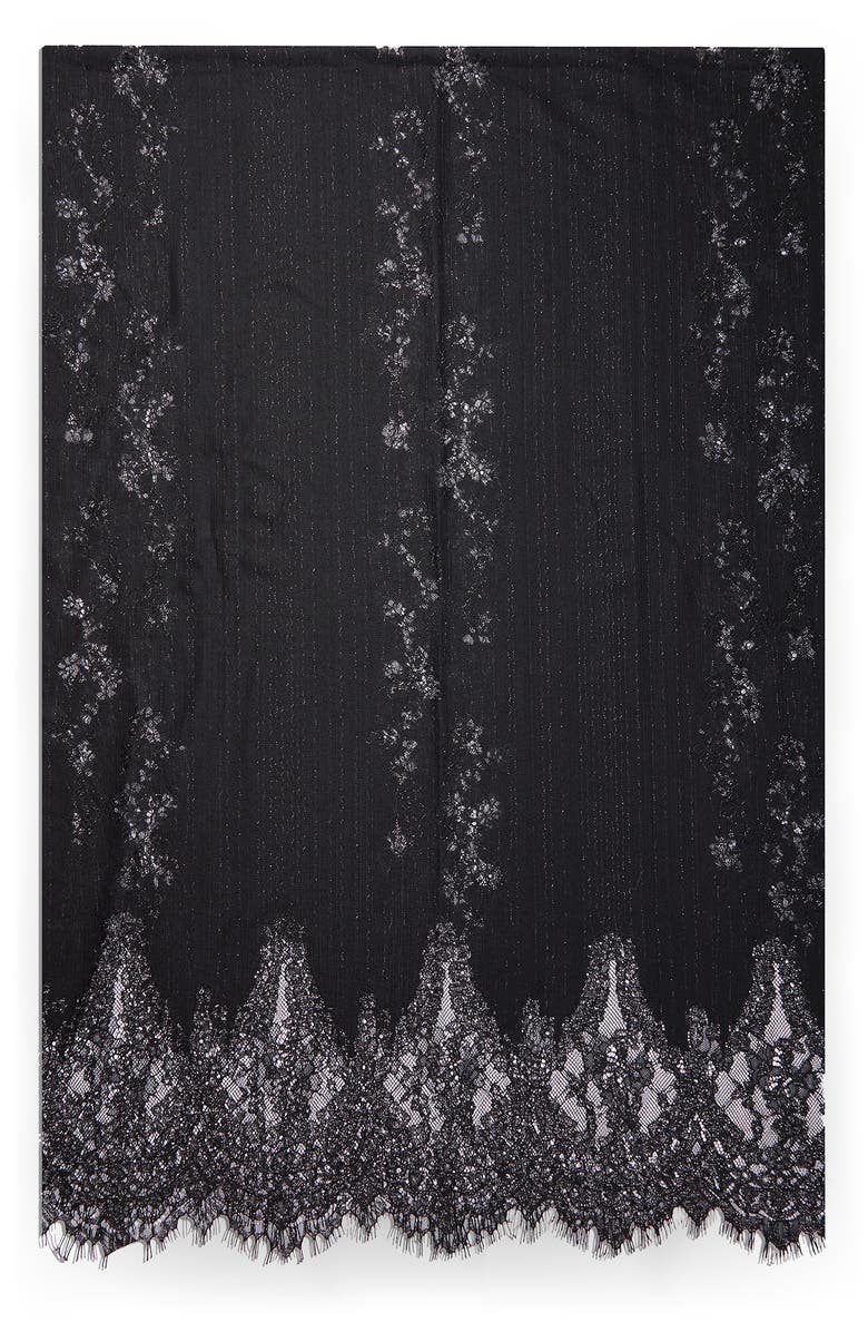 SAACHI Lace Embellished Scarf, Alternate, color, Black