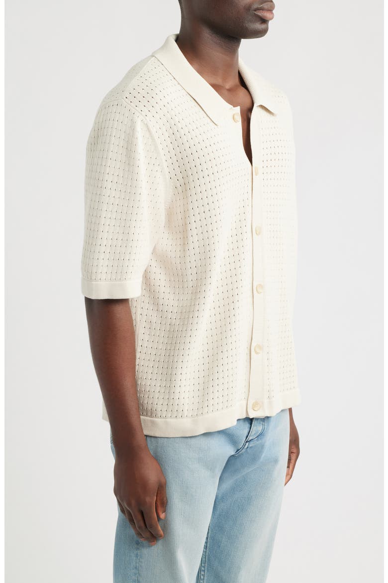 Pointelle Short Sleeve Organic Cotton Sweater, Alternate, color, NATURAL