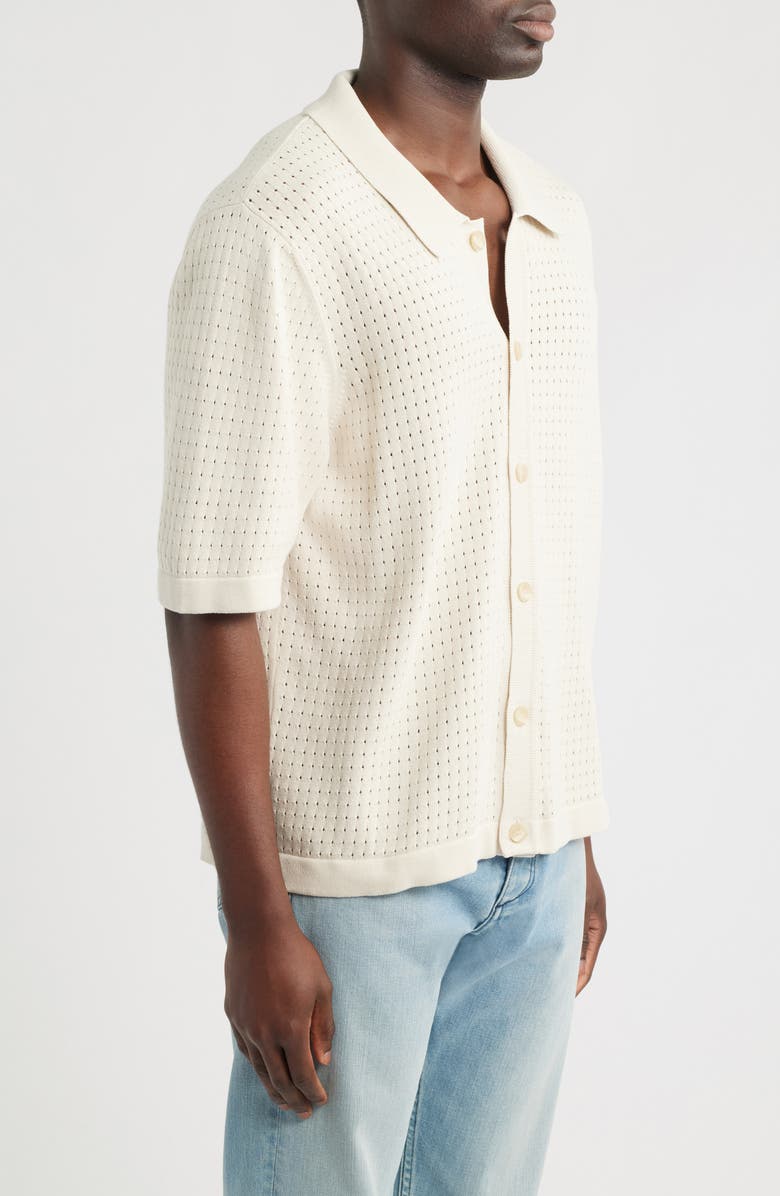 Corridor Pointelle Short Sleeve Organic Cotton Sweater, Alternate, color, Natural