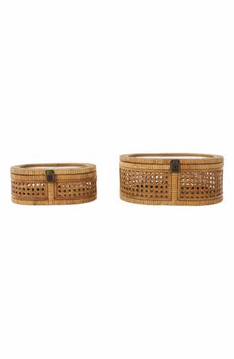 SONOMA SAGE HOME Set of Two Hand Woven Rattan & Glass Lid Storage Box