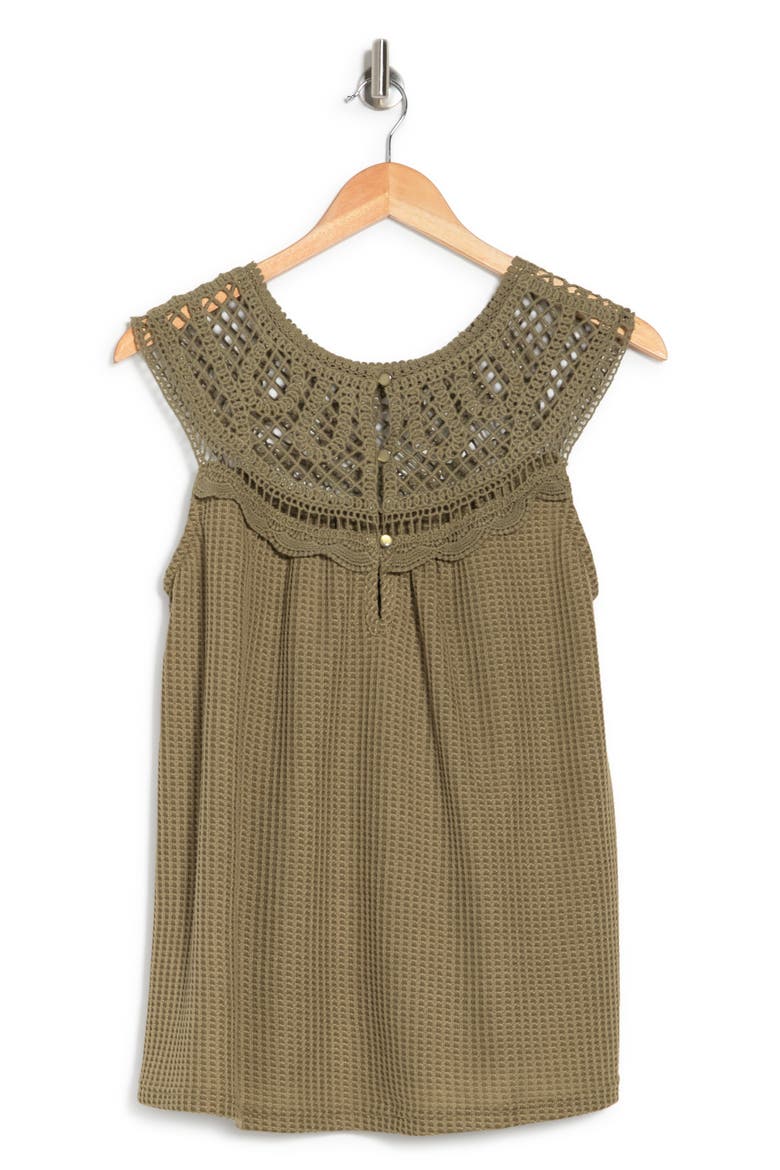 Crochet Sleeveless Blouse, Alternate, color, OLIVE