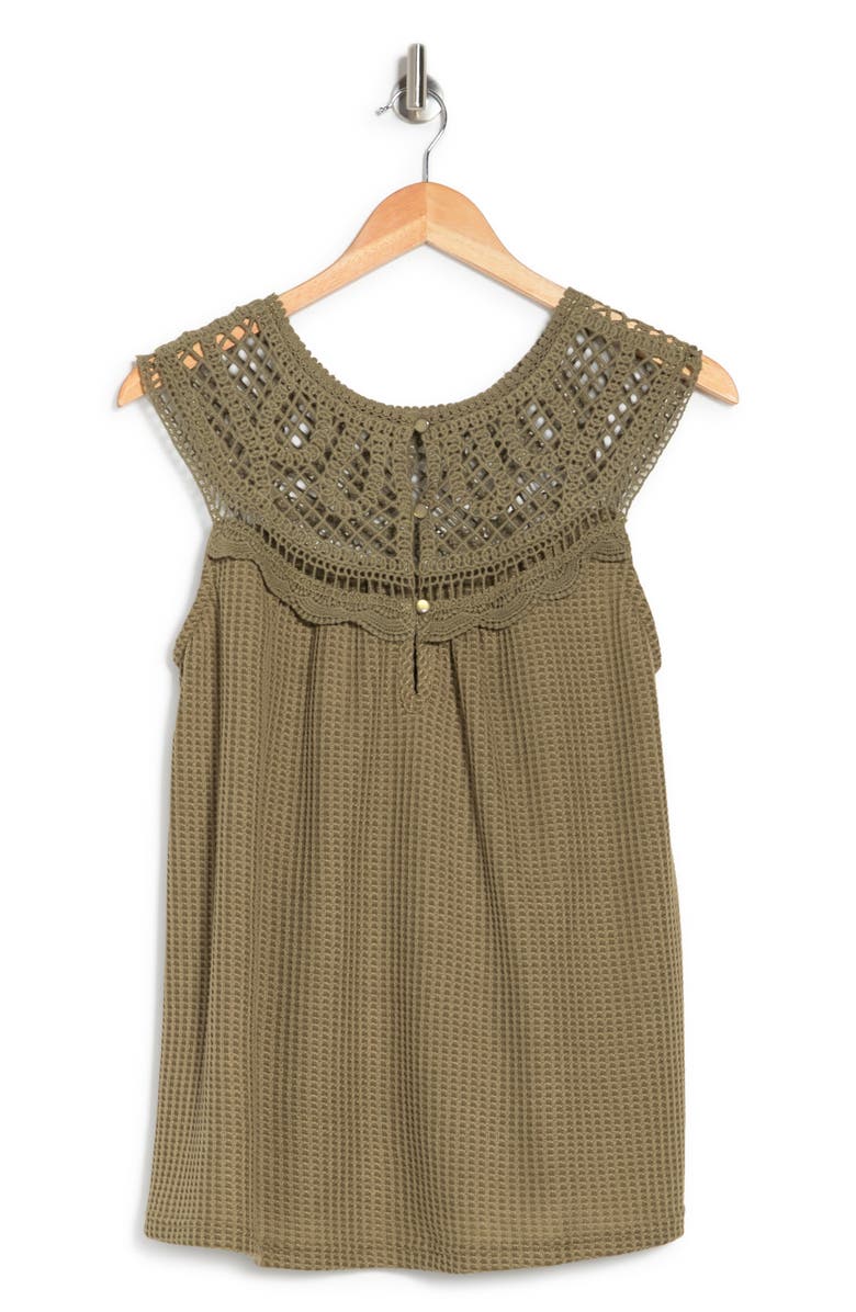 Forgotten Grace Crochet Sleeveless Blouse, Alternate, color, Olive