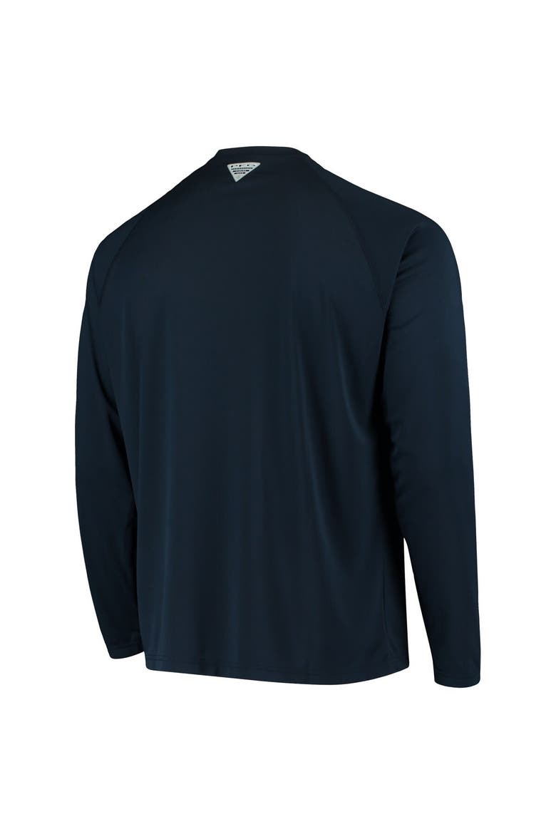 Men's Columbia Navy West Virginia Mountaineers Terminal Tackle Omni-Shade Raglan Long Sleeve T-Shirt, Alternate, color, Navy