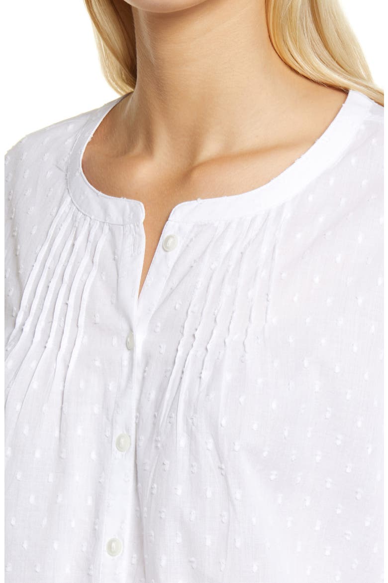 Three-Quarter Sleeve Button-Up Blouse, Alternate, color, WHITE