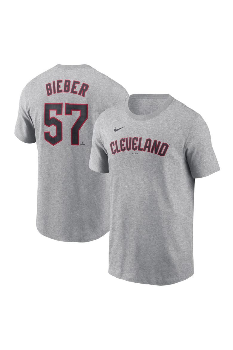 Men's Nike Shane Bieber Gray Cleveland Guardians Fuse Name & Number T-Shirt, Main, color, Gray
