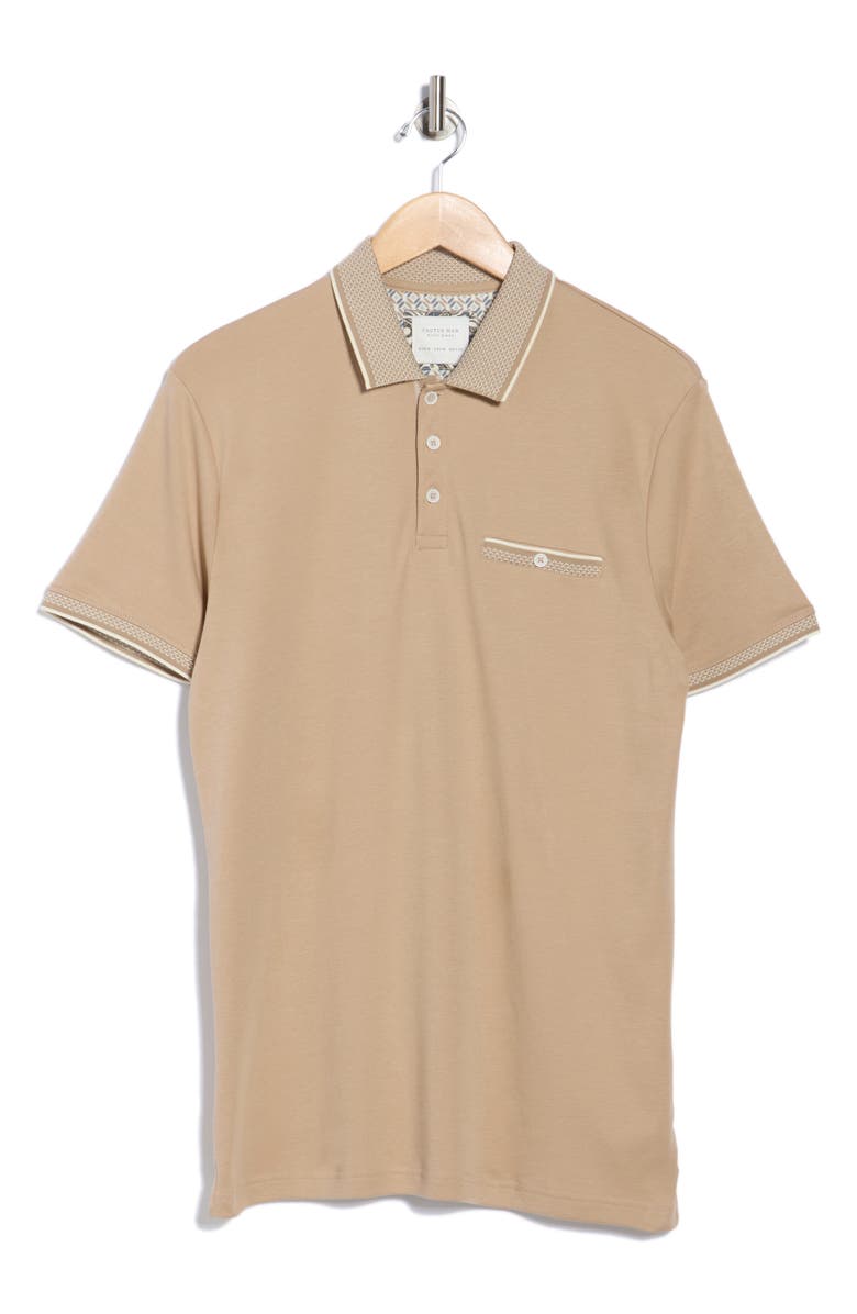 Cactus Man Short Sleeve Cotton Polo, Alternate, color, Sand