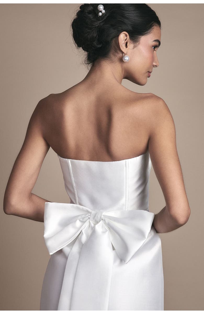 Coast Twill Bow Back Wedding Dress, Alternate, color, Ivory