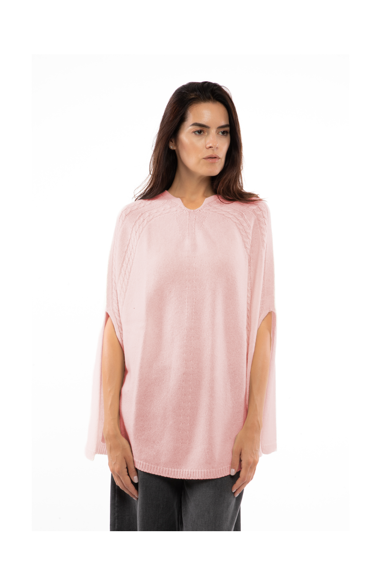 Monticelli Cashmere Pure Cashmere Elegant Cable Knit Poncho, Alternate, color, Old Rose