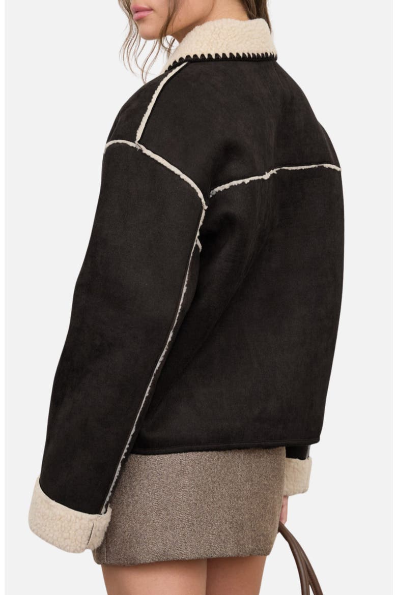 Faux Shearling & Faux Suede Jacket, Alternate, color, BLACK