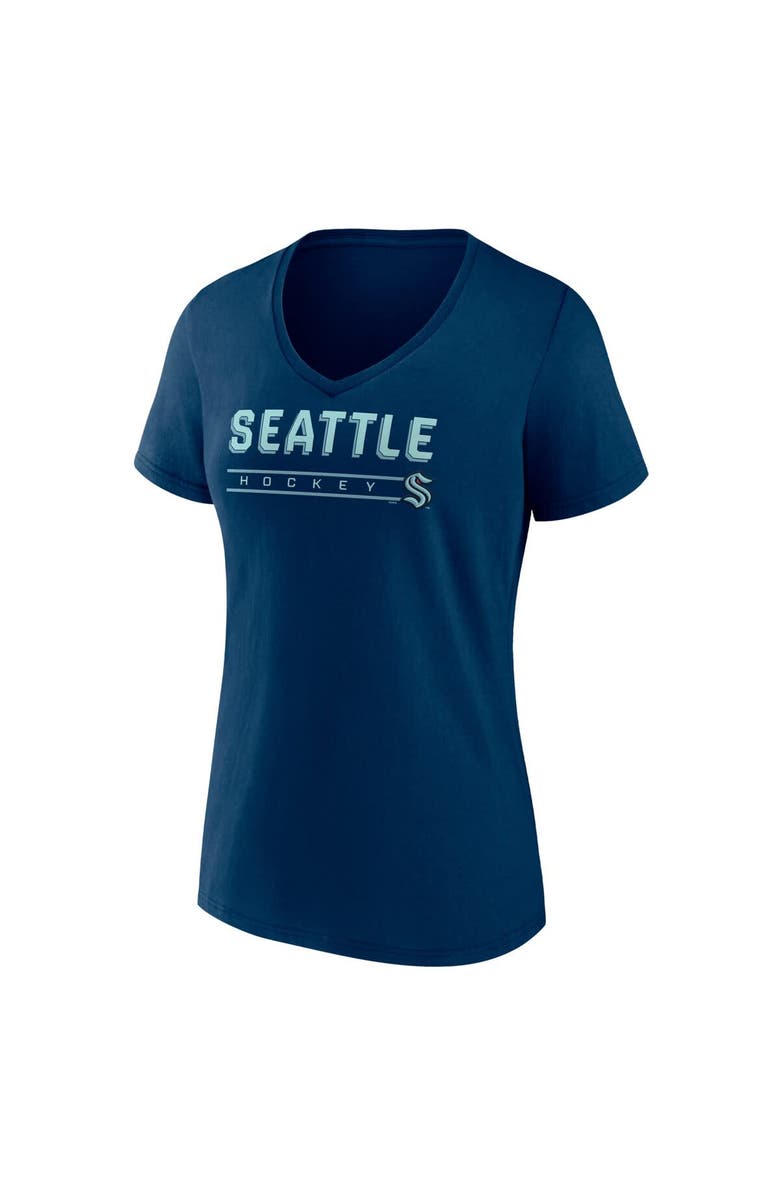 FANATICS Women's Fanatics Deep Sea Blue Seattle Kraken V-Neck T-Shirt, Alternate, color, Navy