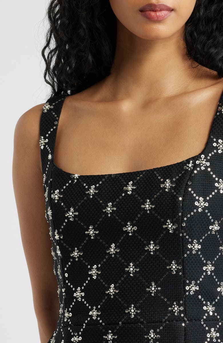 NADINE MERABI Sofia Sequin Cocktail Dress, Alternate, color, Black