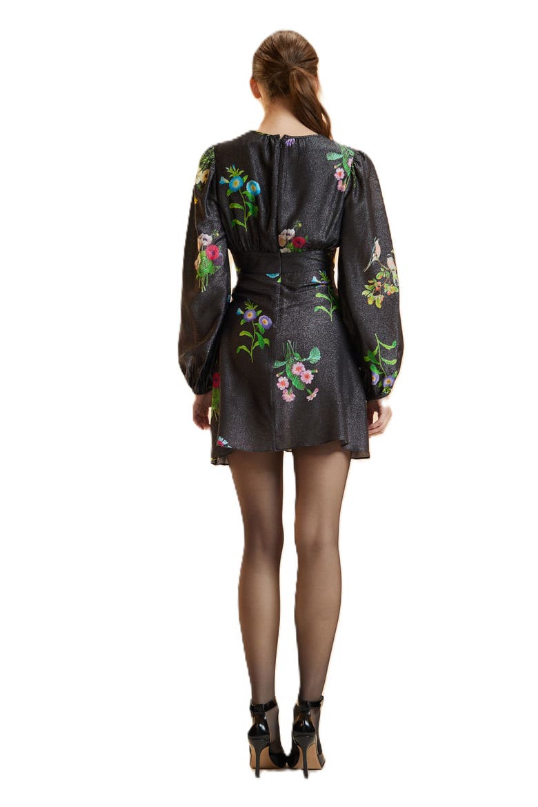 Printed Lurex Mini Dress, Alternate, color, Black Floral