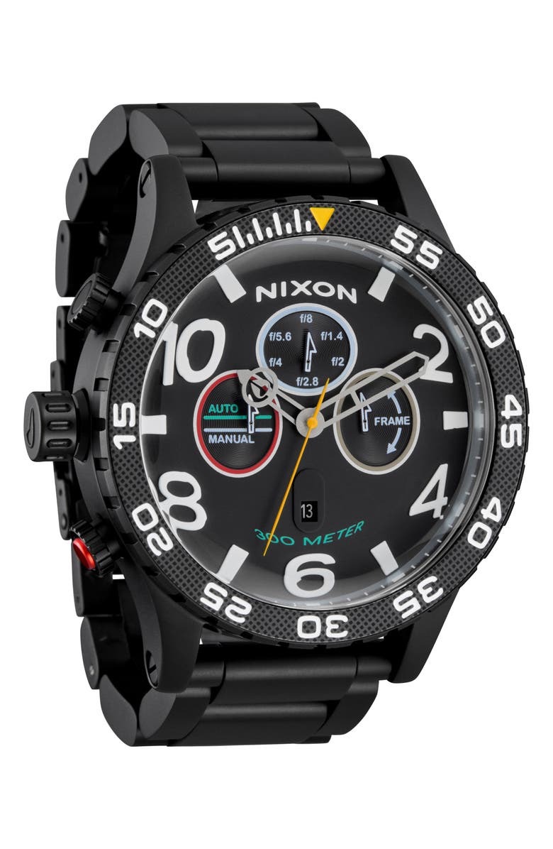 Nixon 51-30 Fisheye Chronograph Bracelet Watch, 51mm, Main, color, Fisheye / Super Black / Black
