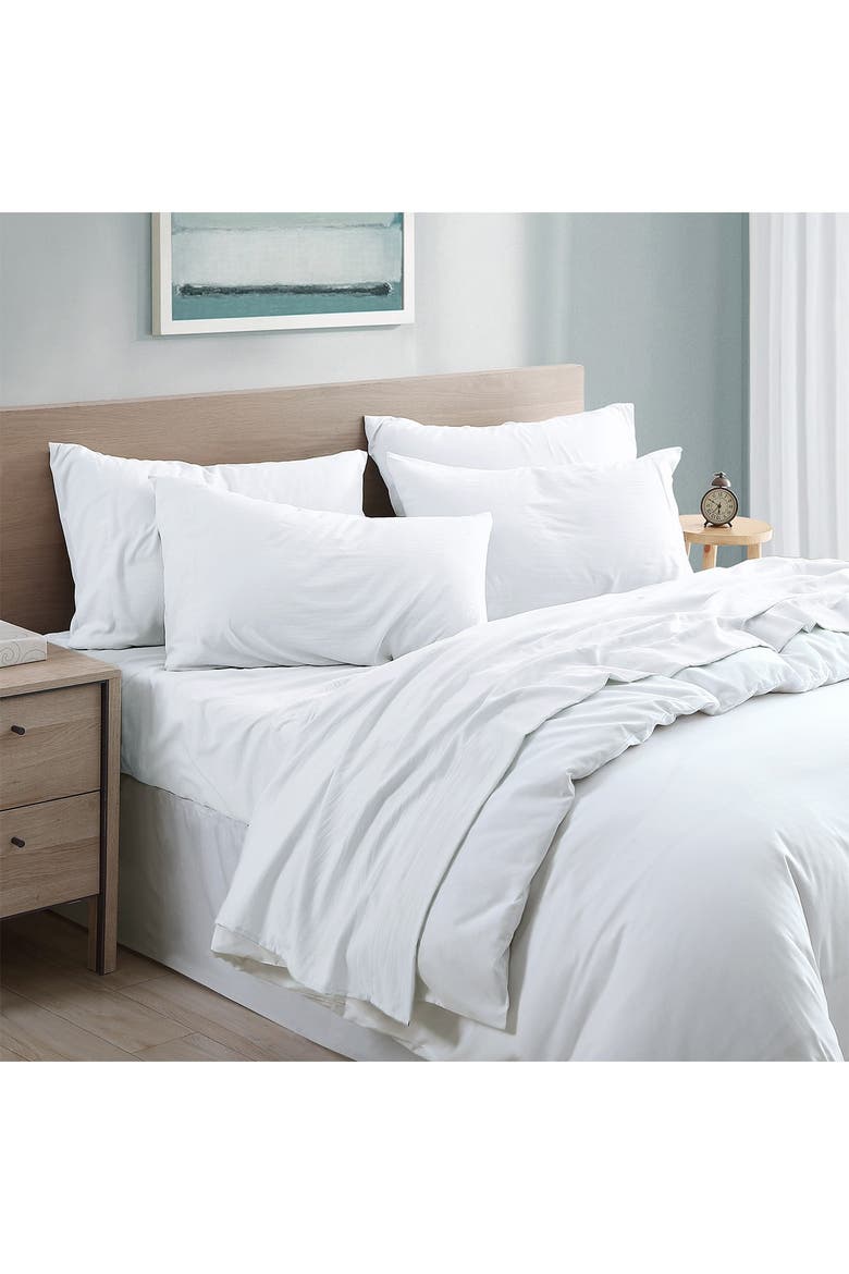 Garment Washed 6-Piece Microfiber Sheet Set White California King, Alternate, color, WHITE