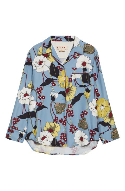 Melodia Floral Satin Pajama Shirt
