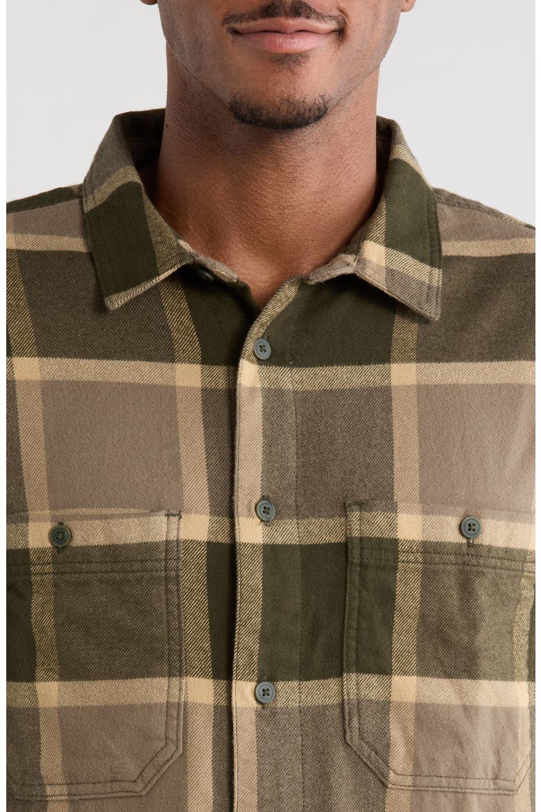 Larkspur Plaid Organic Cotton Flannel Button-Up Shirt, Alternate, color, OBSIDIAN FERN-BUNGEE CORD