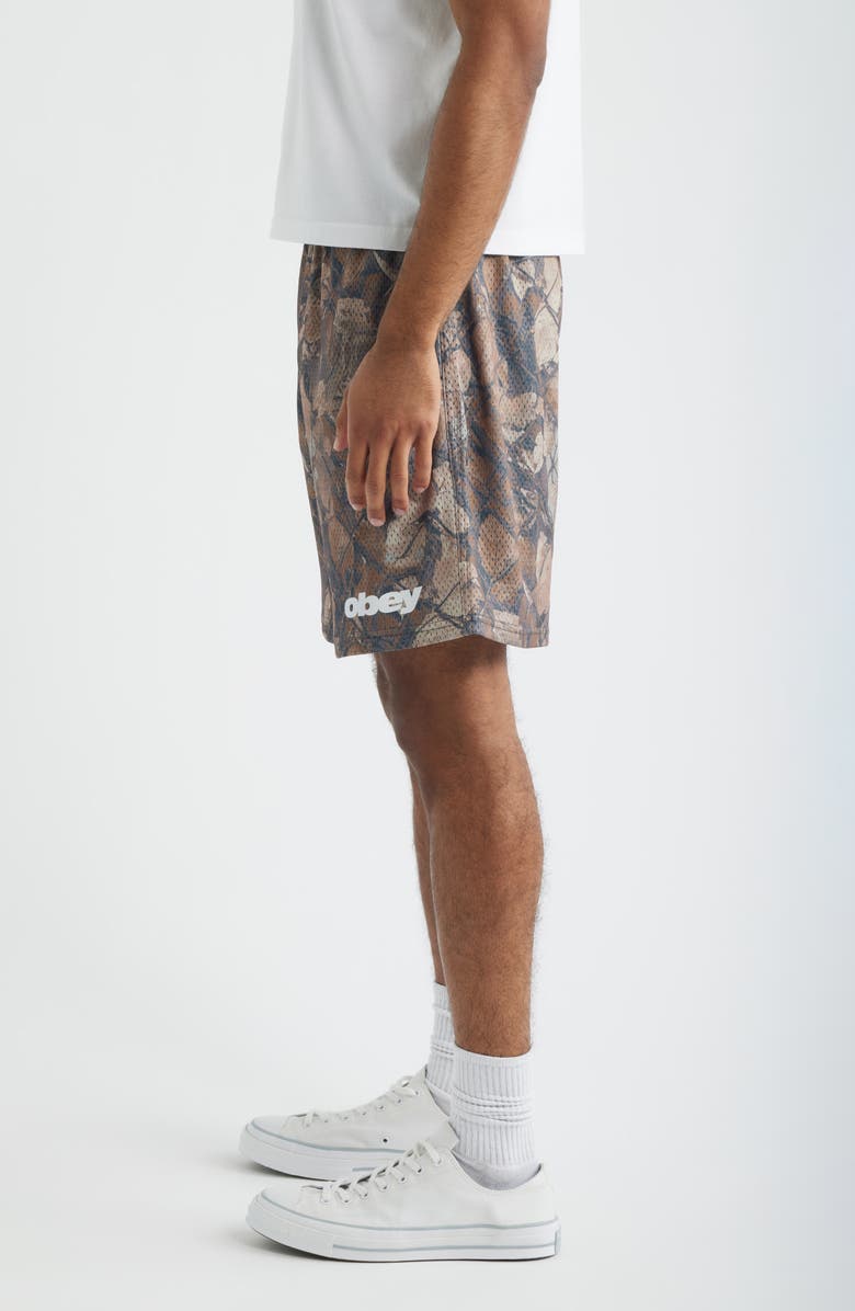 Obey Stanton Mesh Shorts, Alternate, color, Fence Camo