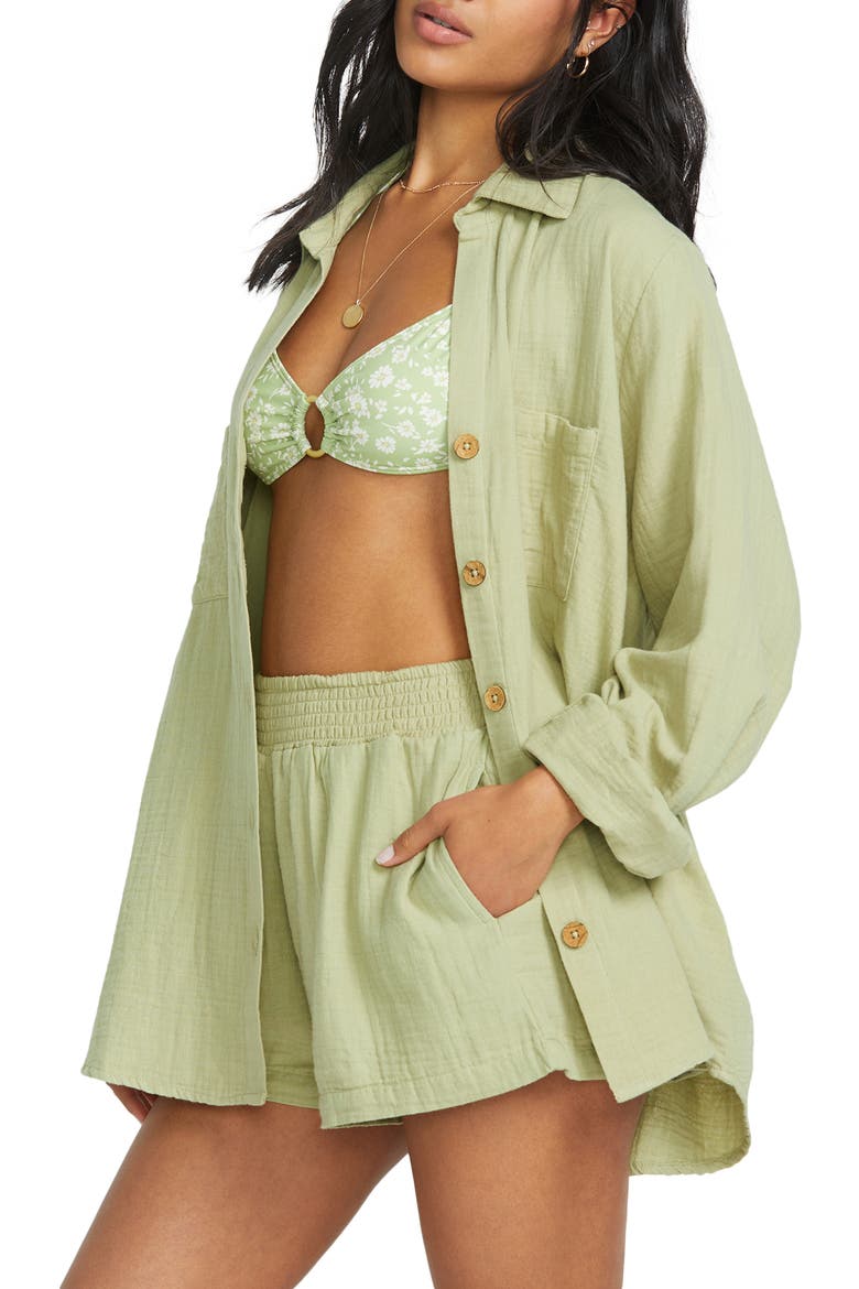 Swell Gauze Button-Up Shirt, Alternate, color, AVOCADO