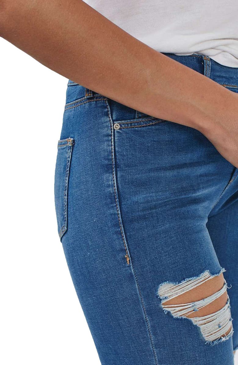 Topshop Moto Leigh Super Ripped Ankle Skinny Jeans, Alternate, color,