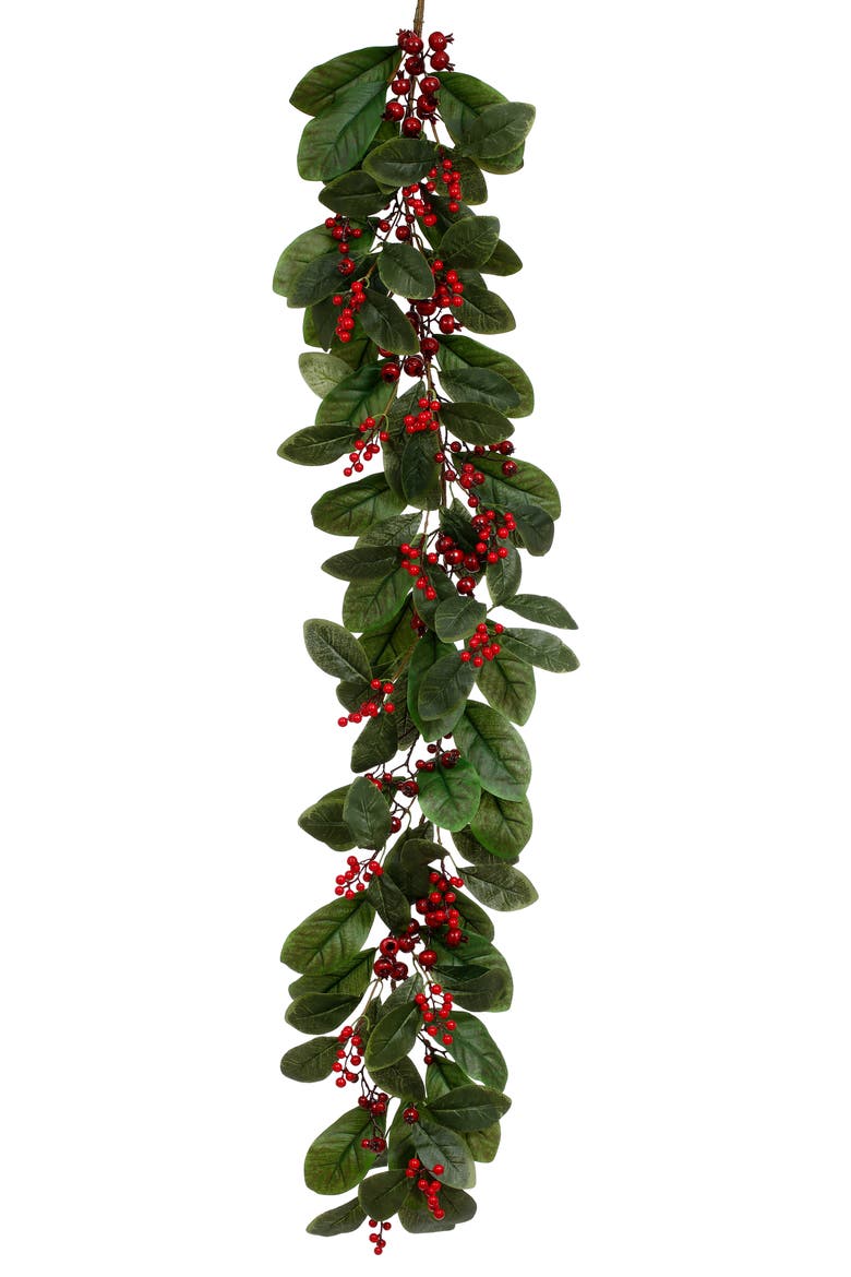 Holiday Leaf Berry Garland, Set of 2, Main, color, Green