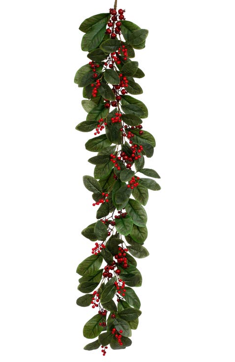Holiday Leaf Berry Garland, Set of 2