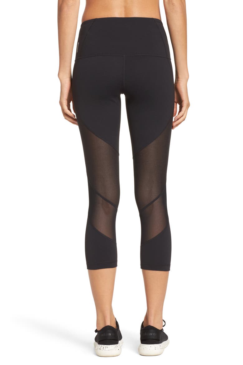 Defy High Waist Crop Leggings, Alternate, color, BLACK