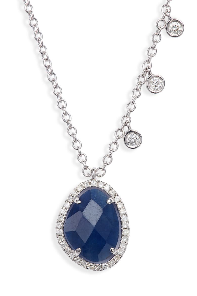 Sapphire & Diamond Pendant Necklace, Main, color, YELLOW GOLD