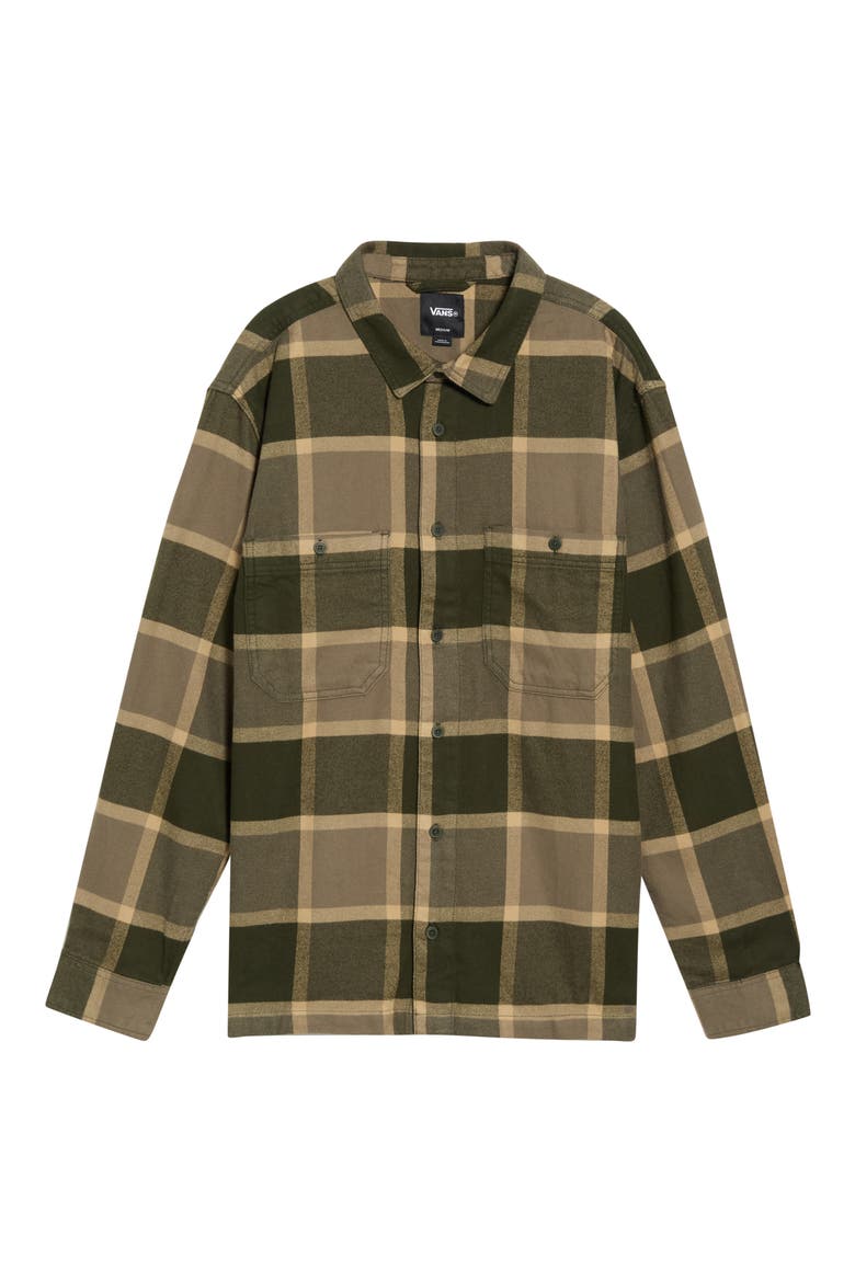 Larkspur Plaid Organic Cotton Flannel Button-Up Shirt, Alternate, color, OBSIDIAN FERN-BUNGEE CORD