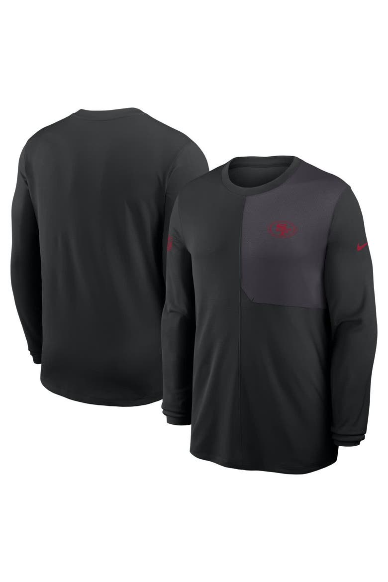 Men's Nike Black San Francisco 49ers Sideline Coach UV Performance Long Sleeve T-Shirt, Main, color, Black