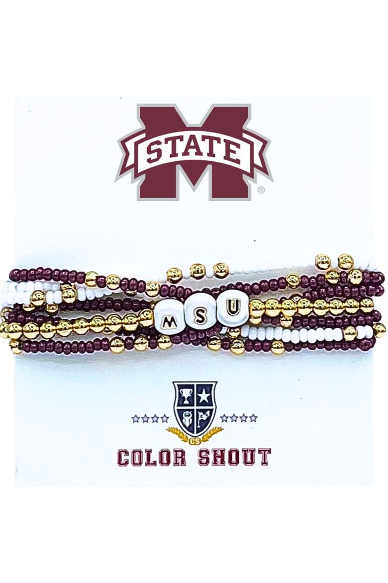 Mississippi State Lucky 7 Bracelet Set, Main, color, Yellow Gold