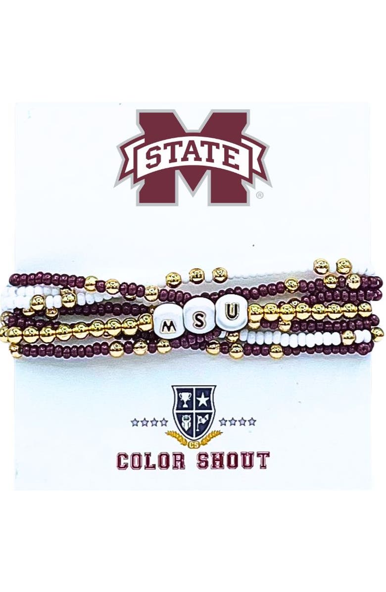 Color Shout Mississippi State Lucky 7 Bracelet Set, Main, color, Yellow Gold