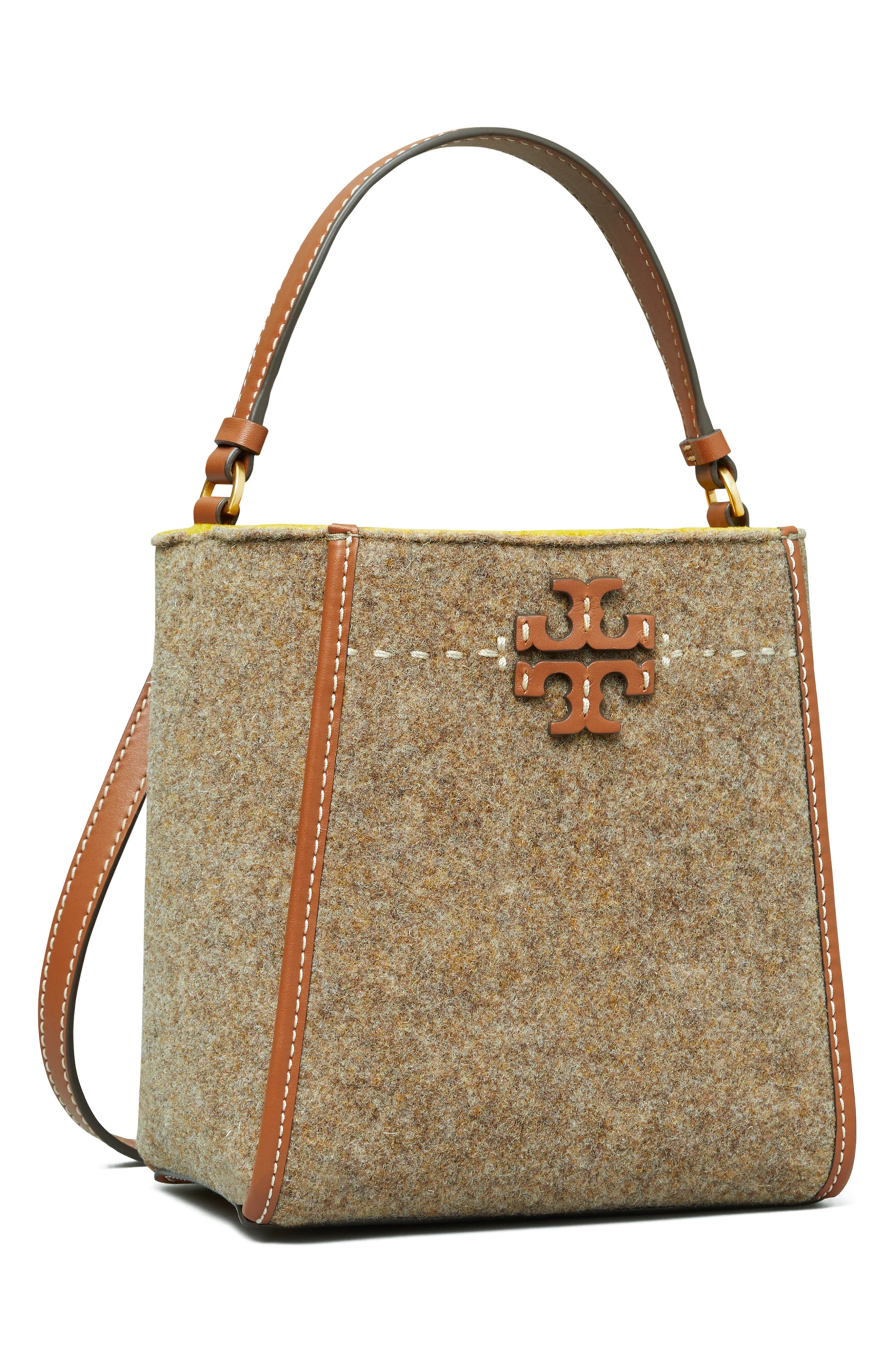 Tory Burch McGraw Small Wool Blend Felt Bucket Bag, Alternate, color, 