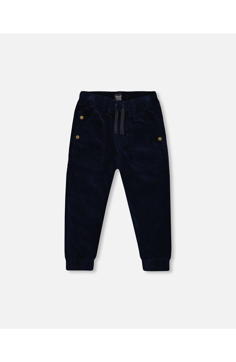 Deux par Deux Little Boy's Stretch Corduroy Jogger Pants Navy, Main, color, 
