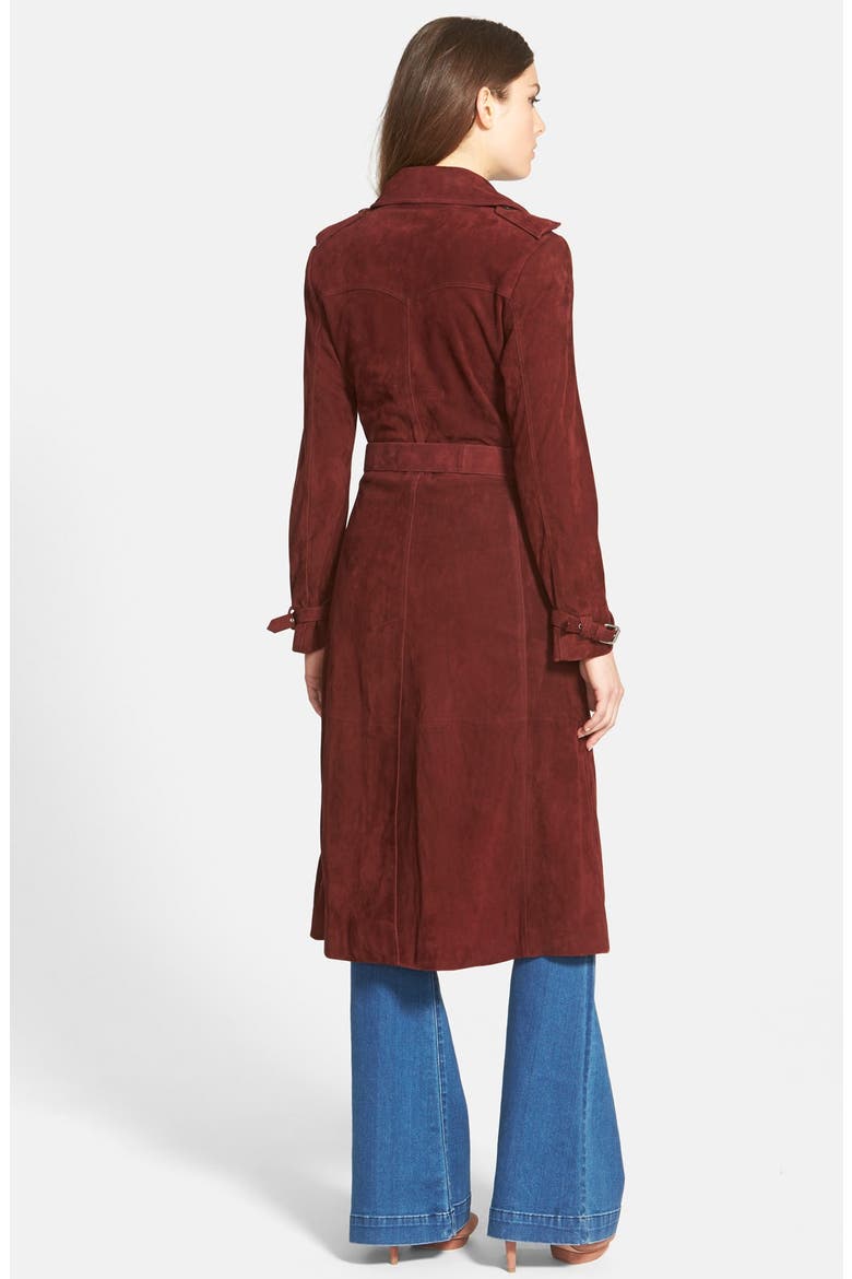 Rebecca Minkoff 'Amis' Suede Trench Coat, Alternate, color, WINE