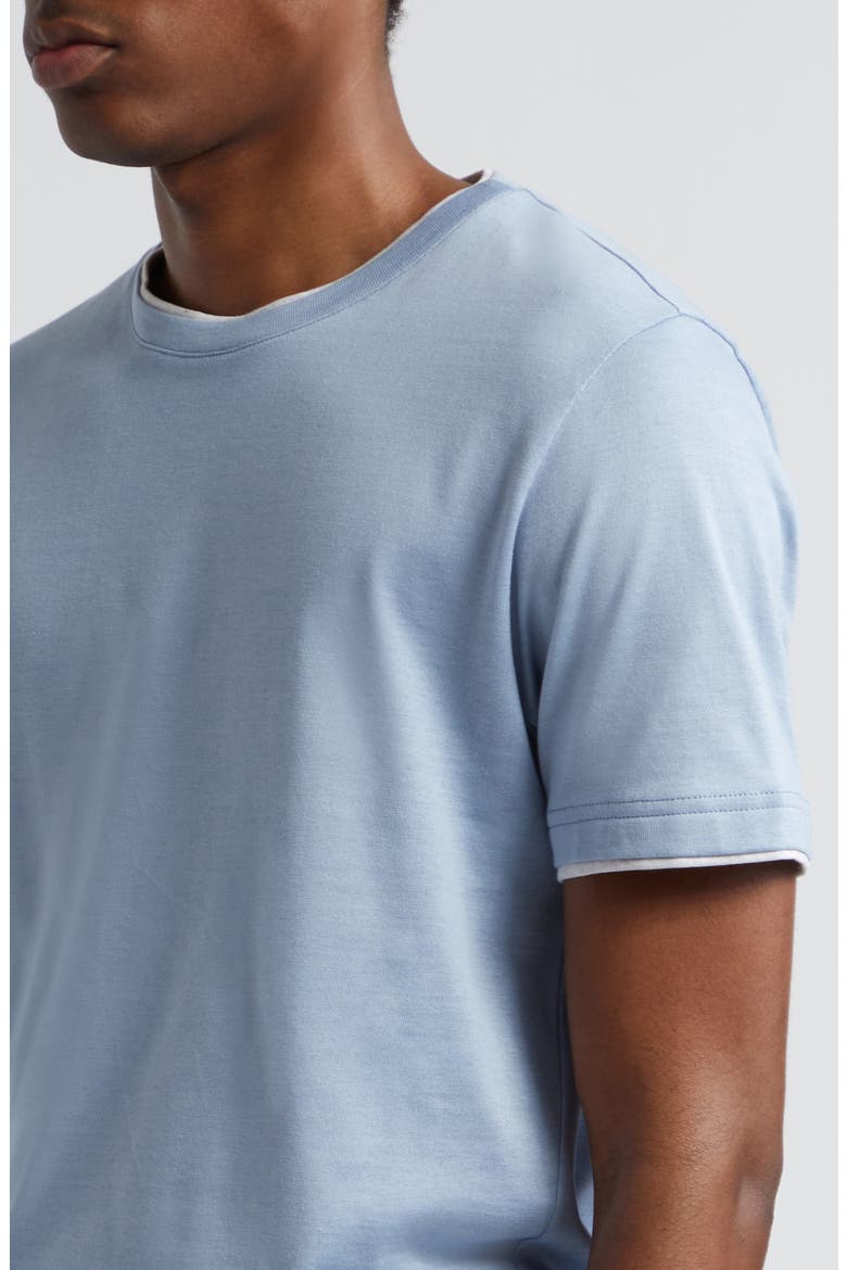 Cotton Crewneck T-Shirt, Alternate, color, BABY BLUE AND LIGHT GRAY