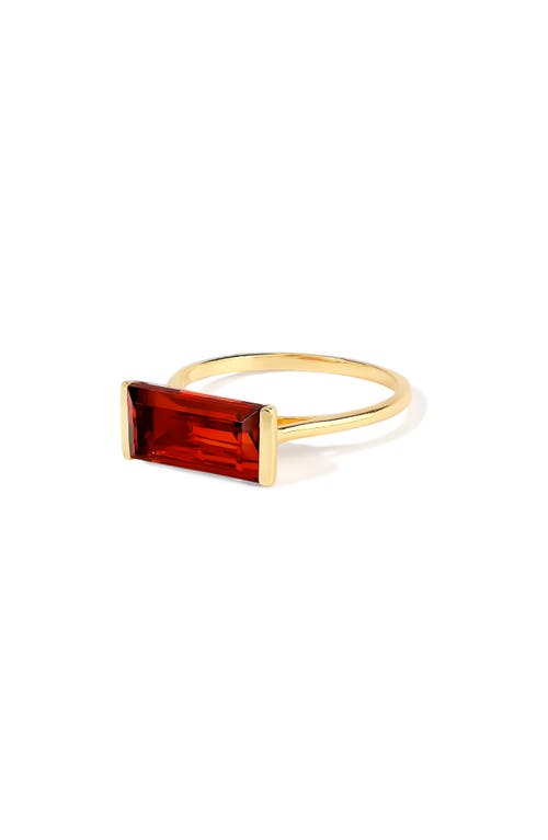 Ys Gems Emerald Cut Garnet Solitaire Ring In Gold