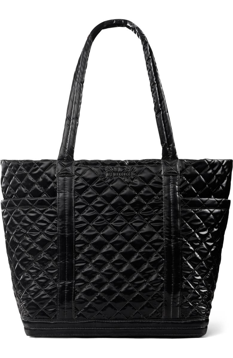 MZ Wallace Large Empire Deluxe Quilted Nylon Tote, Main, color, Black Liquid