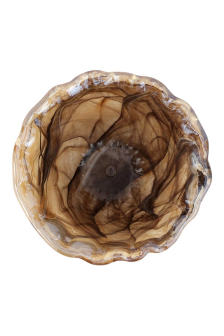 Onda Small Rimmed Glass Bowl, Main, color, BROWN