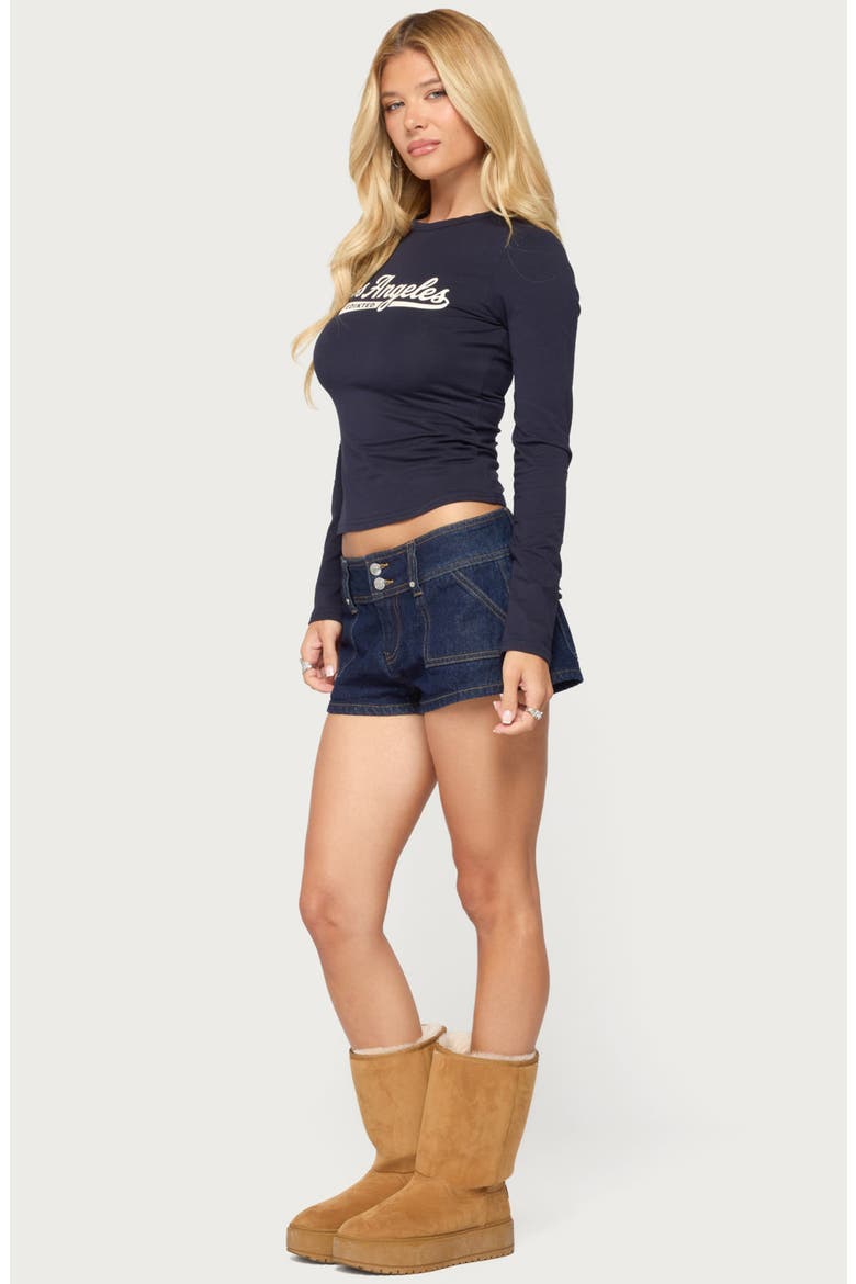 Keinan Low Rise Denim Shorts, Alternate, color, DARK-BLUE