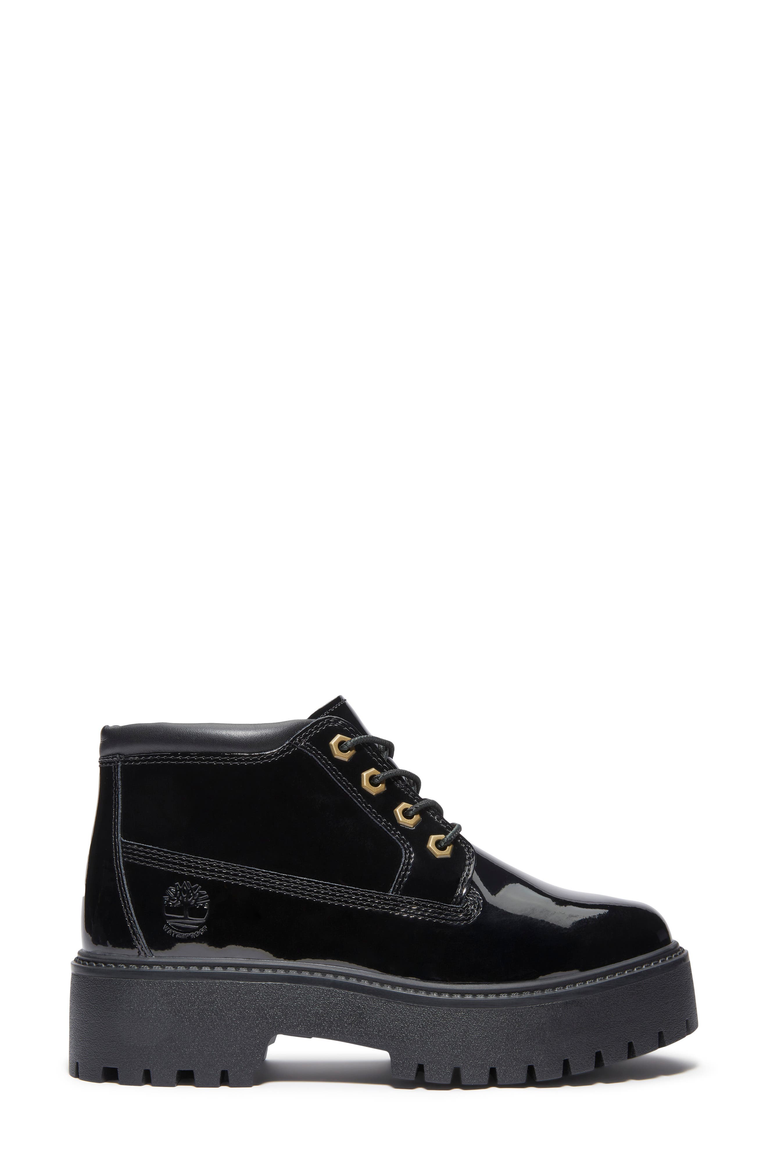Timberland Stone Street Waterproof Platform Boot, Alternate, color, Black Patent Leather